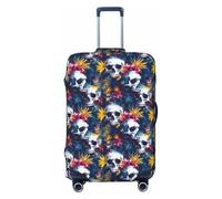 Reisegepäckhüllen im hawaiianischen Stil mit Totenköpfen bedruckt, waschbare Kofferabdeckungen, Schutz für Gepäck, 45,7 - 81,3 cm, hohe Elastizität, Schwarz, X-Large