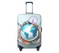 Reisegepäckhüllen - Let's go Travel Around the World, elastische Kofferabdeckungen, Schutz für Gepäck, 45,7 - 81,3 cm, Schwarz, X-Large