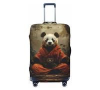 Reisegepäckhüllen mit Dschungel-Motiv Meditierender Panda, elastische Kofferabdeckungen, Schutz für Gepäck, 45,7 - 81,3 cm, Schwarz , M