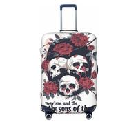 Reisegepäckhüllen mit Gothic-Totenköpfen und Rosen, elastisch, für Gepäck, 45,7 - 81,3 cm, Schwarz, Medium