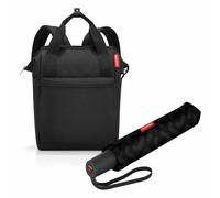 Reisenthel Accessoires GmbH & Co. KG reisenthel allrounder R mit umbrella pocket duomatic Set, Rucksack, Regenschirm, Black, 12 L, 2-tlg. - Polyester RT0JR7003_DUO