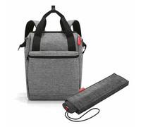 Reisenthel Accessoires GmbH & Co. KG reisenthel allrounder R mit umbrella pocket mini Set, Rucksack, Regenschirm, Twist Silver, 12 L, 2-tlg. - Polyester RT0JR7052_MINI