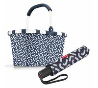 Reisenthel Accessoires GmbH & Co. KG reisenthel carrybag frame mit umbrella pocket duomatic Set, Einkaufskorb, Regenschirm, Signature Navy, 22 L, 2-tlg. - Polyester RT0BK4073_DUO
