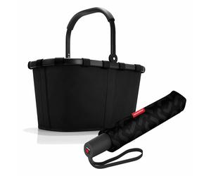 Reisenthel Accessoires GmbH & Co. KG reisenthel carrybag mit umbrella pocket duomatic Set, Einkaufskorb, Regenschirm, Frame Black, 22 L, 2-tlg. - Polyester RT0BK7040_DUO