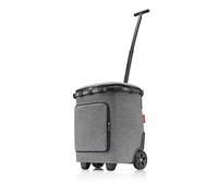 reisenthel carrycruiser Plus in Frame Twist Silver - Tragbarer Einkaufstrolley mit Kühlfach, Schultergurt und herausnehmbarer Netz-Innentasche - Obermaterial aus recycelten PET-Flaschen
