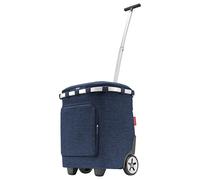 reisenthel carrycruiser Plus in Twist Navy - Tragbarer Einkaufstrolley mit Kühlfach, Schultergurt und herausnehmbarer Netz-Innentasche - Obermaterial aus recycelten PET-Flaschen