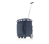 reisenthel carrycruiser Plus in Herringbone Dark Blue - Tragbarer Einkaufstrolley mit Kühlfach, Schultergurt und herausnehmbarer Netz-Innentasche - Obermaterial aus recycelten PET-Flaschen