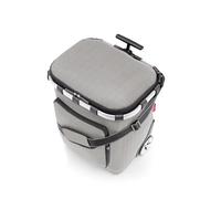 reisenthel carrycruiser Plus in Herringbone Grey - Tragbarer Einkaufstrolley mit Kühlfach, Schultergurt und herausnehmbarer Netz-Innentasche - Obermaterial aus recycelten PET-Flaschen