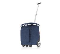 reisenthel carrycruiser Plus in Twist Navy - Tragbarer Einkaufstrolley mit Kühlfach, Schultergurt und herausnehmbarer Netz-Innentasche - Obermaterial aus recycelten PET-Flaschen