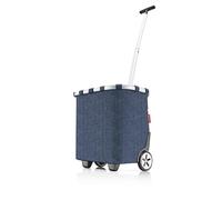 reisenthel carrycruiser Tragbarer Einkaufstrolley mit stabilem Aluminiumrahmen, Schultergurt und herausnehmbarer Netz-Innentasche Aus wasserabweisendem Material, Couleur:Herringbone Dark Blue
