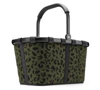 Reisenthel Einkaufskorb 22 Liter CARRYBAG TEDDY LEO OLIVE, 48 x 29 cm - Olivgrün - Schwarz - Polyester - Aluminium - Teddystoff - faltbar - mit Griff