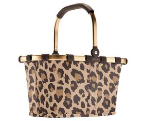 Reisenthel Einkaufskorb 5 Liter CARRYBAG XS LEO MACCHIATO, 33 x 21 cm - Braun - Beige - Goldgelb - Polyester - Aluminium - faltbar - mit Griff