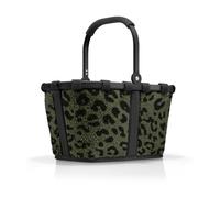 Reisenthel Einkaufskorb 5 Liter CARRYBAG XS TEDDY LEO OLIVE, 33 x 21 cm - Olivgrün - Schwarz - Polyester - Aluminium - Teddystoff - faltbar - mit Griff