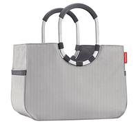 Reisenthel Einkaufstasche 25 Liter LOOPSHOPPER L HERRINGBONE GREY, 46 x 34 cm - Grau - Schwarz - Polyester - Aluminium - ringförmige Tragegriffe