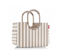 Reisenthel Einkaufstasche 25 Liter LOOPSHOPPER L SUMMERSTRIPES COFFEE, 46 x 34 cm - Braun - Weiß - Polyester - Aluminium - ringförmige Tragegriffe