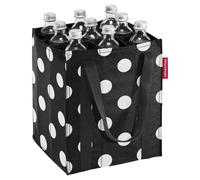 Reisenthel Flaschentasche BOTTLEBAG DOTS WHITE, Schwarz - Weiß - Polyester - 24 x 28 cm - faltbar - mit 9 Fächern