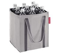 Reisenthel Flaschentasche BOTTLEBAG HERRINGBONE GREY, 24 x 28 cm - Grau - Schwarz - Polyester - faltbar - mit 9 Fächern