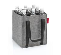 Reisenthel Flaschentasche BOTTLEBAG TWIST SILVER, Grau - Schwarz - 24 x 28 cm - Polyester - faltbar - mit 9 Fächern