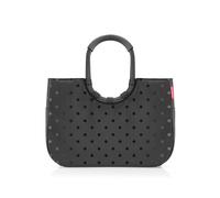 reisenthel loopshopper L frame glossy dots black - Stabile Tasche mit praktischen Fächern aus recycelten PET-Flaschen - Charmantes und wasserabweisendes Design