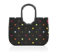 reisenthel loopshopper L in Dots, schwarzer Rahmen - Stabile Tasche mit praktischen Fächern aus recycelten PET-Flaschen - Charmantes und wasserabweisendes Design