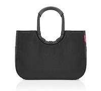 reisenthel loopshopper L in Schwarz, schwarzer Rahmen - Stabile Tasche mit praktischen Fächern aus recycelten PET-Flaschen - Charmantes und wasserabweisendes Design