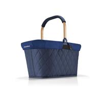 Reisenthel Set carrybag frame rhombus midnight gold mit Cover dark blue Stabiler Einkaufskorb mit praktischer Innentasche - Elegantes und wasserabweisendes Design