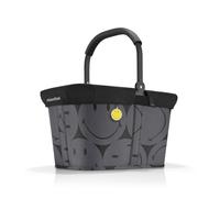 Reisenthel Set carrybag smiley® grey mit Cover black Stabiler Einkaufskorb mit praktischer Innentasche - Elegantes und wasserabweisendes Design