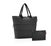 Reisenthel Shopper Shopper E1 set glossy dots black, Schwarz, Textil, Punkte, 38x8x35 cm, großes Hauptfach, Nur In Filialen Erhältlich