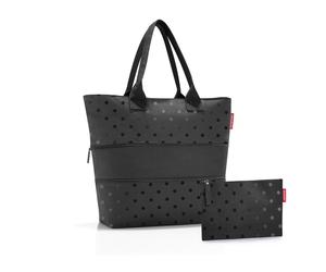 Reisenthel Shopper Shopper E1 set glossy dots black, Schwarz, Textil, Punkte, 38x8x35 cm, großes Hauptfach, Freizeit, Koffer & Taschen, Einkaufstaschen