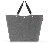 Reisenthel Shoppingtasche 35 Liter SHOPPER XL TWIST SILVER, Silbergrau - Schwarz - Polyester - 68 x 45,5 cm - wasserabweisend - mit Reißverschluss