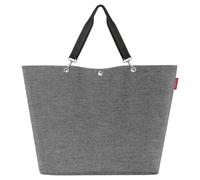 Reisenthel Shoppingtasche 35 Liter SHOPPER XL TWIST SILVER, Silbergrau - Schwarz - Polyester - 68 x 45,5 cm - wasserabweisend - mit Reißverschluss