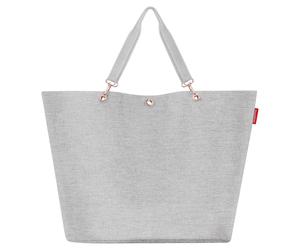 Reisenthel Shoppingtasche 35 Liter SHOPPER XL TWIST SKY ROSE, Grau - Rosegoldfarben - Polyester - 68 x 45,5 cm - wasserabweisend - mit Reißverschluss