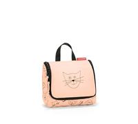 reisenthel toiletbag S Kids Cats and Dogs Rose - Kulturbeutel für Kinder mit 1,5l Volumen Aufklappbar mit Haken zum Aufhängen Mit Namensschild innen B 18,5 x H 16 x T 7 cm