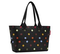 Reisenthel Tragetasche 12-18 Liter SHOPPER e1 DOTS, Schwarz - Polyester - 50 x 26 cm - wasserabweisend - mit Reißverschluss - Punkte