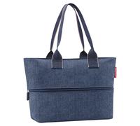 Reisenthel Tragetasche 12-18 Liter SHOPPER e1 HERRINGBONE DARK BLUE, Blau - Polyester - 50 x 26 cm - wasserabweisend - mit Reißverschluss