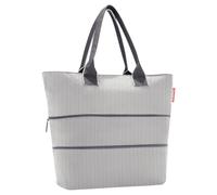 Reisenthel Tragetasche 12-18 Liter SHOPPER e1 HERRINGBONE GREY, 50 x 35 cm - Grau - Schwarz - Polyester - wasserabweisend - mit Reißverschluss