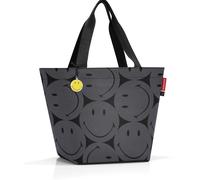 Reisenthel Tragetasche 15 Liter SHOPPER M SMILEY GREY, 51 x 30 cm - Grau - Polyester - mit Reißverschluss