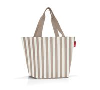 Reisenthel Tragetasche 15 Liter SHOPPER M SUMMERSTRIPES COFFEE, 51 x 30 cm - Braun - Weiß - Polyester - mit Reißverschluss