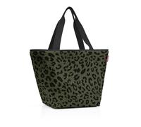 Reisenthel Tragetasche 15 Liter SHOPPER M TEDDY LEO OLIVE, 51 x 30 cm - Olivgrün - Schwarz - Polyester - Teddystoff - mit Reißverschluss