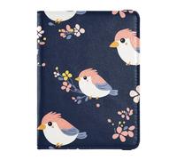 Reisepass- und Impfkarten-Brieftasche, Cartoon-Motiv, Motiv: niedliche Vögel, Blau, Reisedokumente, Organizer, Reisepasshülle für Reisen, unverzichtbar, wasserdicht