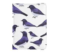 Reisepass- und Impfkarten-Brieftasche, Cartoon-Motiv, Violett, Vögel, Weiß, Reisepasshülle für Damen und Herren, wasserdicht