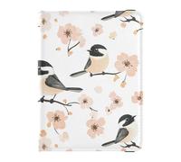 Reisepass- und Impfkarten-Brieftasche, Cartoon-Vögel, rosa Blumen, Reisepasshülle mit Impfkartenfach, Reisepasshülle, Combo mit Impfkartenfach für Reisen, unverzichtbar, wasserdicht