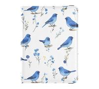 Reisepass- und Impfkarten-Brieftasche, Motiv: niedliche blaue Vögel, Blumen, Reisedokumente, Organizer, Reisepasshülle für Reisen, unverzichtbar, wasserdicht