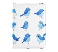 Reisepass- und Impfkarten-Brieftasche, Motiv: niedliche blaue Vögel, weiß, Reisepasshülle mit Impfkartenschlitz, Reisepasshülle für Reisen, unverzichtbar, wasserdicht