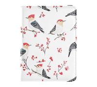 Reisepass- und Impfkarten-Brieftasche, Motiv: niedliche Vögel, rote Blumen, Reisedokumente, Organizer, Schutz, Reisepasshülle für Damen und Herren, wasserdicht