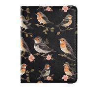 Reisepass- und Impfkarten-Brieftasche, Motiv: niedliche Vögel, schwarz, Reisepasshülle für Reisen, unverzichtbar, wasserdicht