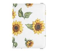 Reisepass- und Impfkarten-Brieftasche, Retro-Sonnenblumen-Motiv, weiß, Reisedokumente, Organizer, Schutz, Reisepasshülle für Damen und Herren, wasserdicht