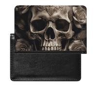 Reisepass- und Impfkartenhalter aus Leder, Rosen-Schädel, Reisepasshülle, Reisepasshülle, Reisepasshülle, Reisepasshülle, internationale Reise, Leder-Rosentopf, 5,8 × 3,9 ×, Leder Rose Skull, 5.8 ×