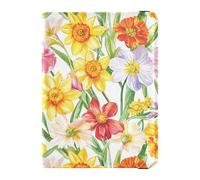 Reisepass- und Impfkartenhalter mit gelben roten Blumen und weißem Reisedokument, Organizer, Reisepasshülle, Kombination mit Impfkartenfach für Reisen, unverzichtbar, wasserdicht