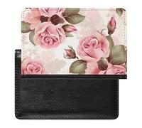 Reisepass- und Impfkartenhalter mit rosa Rose, Blumenmuster, Reisepasshülle, Reisepasshülle, Reisepasshülle, Reisepasshülle, internationale Reise, rosa Rose, 5,8 × 3,9 × 0,4 cm, Rosa Rose Floral, 5.8